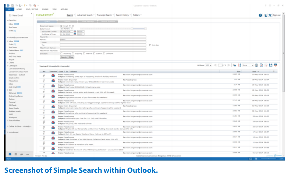 Simple Search within Outlook